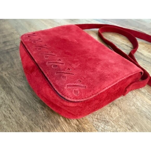 Womens Vintage By Paloma Picasso x Red Suede Shoulder Bag Lopez Cambil Purse - Picture 6 of 16
